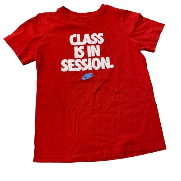 Nike | The Nike Tee ShirtBoys Size M Medium Red “Class is in Session” - Picture 5 of 6